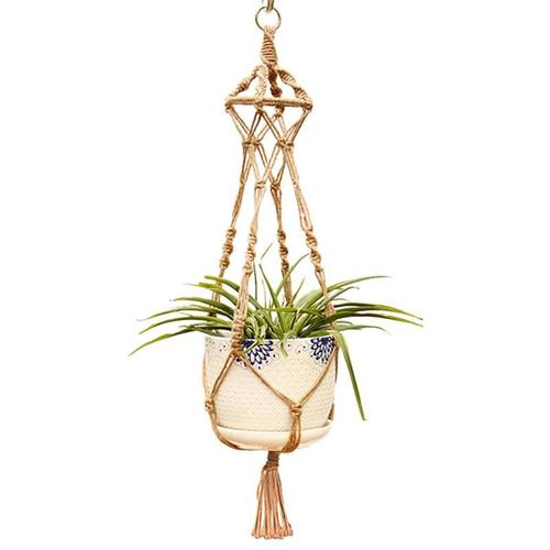 Porte-plante suspendu en lin et coton, grand support pour Pot de fleurs, panier en corde de chanvre, pour l'artisanat fait à la main