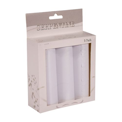 3 Rouleaux De Serpentins Blancs 4m