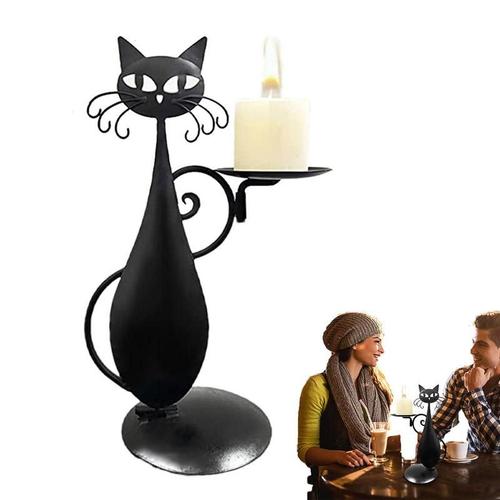 Bougeoir en forme de chat noir, support de bougie Unique, ancien et créatif, décoratif, pour la décoration de la maison, anniversaires