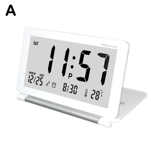 Horloge de voyage LCD pliable, réveil numérique, grand temps, calendrier enfant, écran, température, bureau, date, D3B7