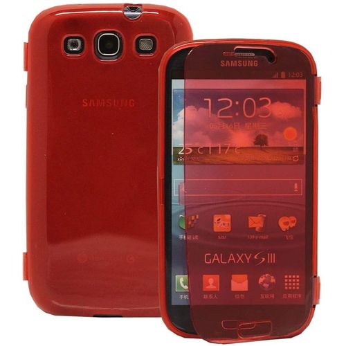Etui Coque Housse Pour Samsung Galaxy S3 I9300/ I9305 Neo/Lte 4g, Coque Silicone Gel Livre Rabat Couleur Rouge