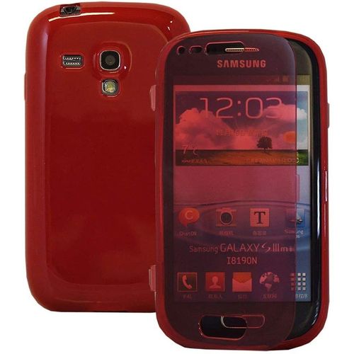 Etui Coque Housse Pour Samsung Galaxy S3 Mini, Coque Silicone Gel Livre Rabat Couleur Rouge
