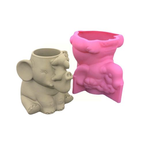 Moule En Silicone Pour Pot De Fleurs Succulentes Éléphant, Moule En Plâtre, Moules À Cendrier, Moule En Béton, Bougie Parfumée, Porte-Pot De Stylo Bricolage, N7k4