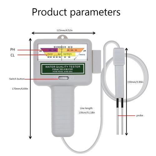 Appareil de test de la qualité de l'eau professionnel PH Combo ine Cl2, testeur de niveau avec sonde pour piscine spa, moniteur d'eau