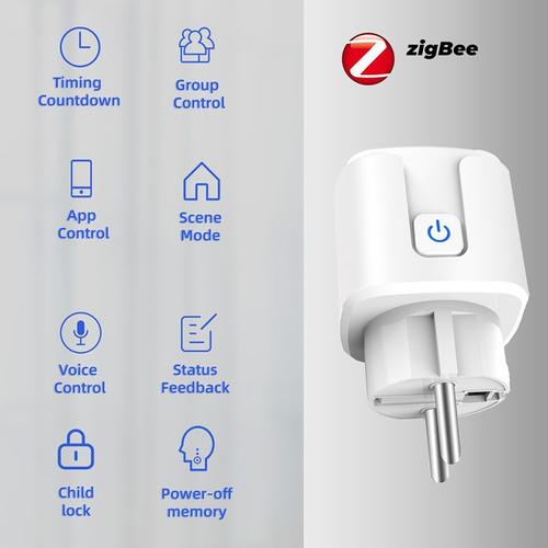 Zigbee-Prise intelligente sans fil, télécommande Tuya, Smart Home Voice pour Alexa, Google Home, prise UE, moniteur d'alimentation, prise Tuya, 16A