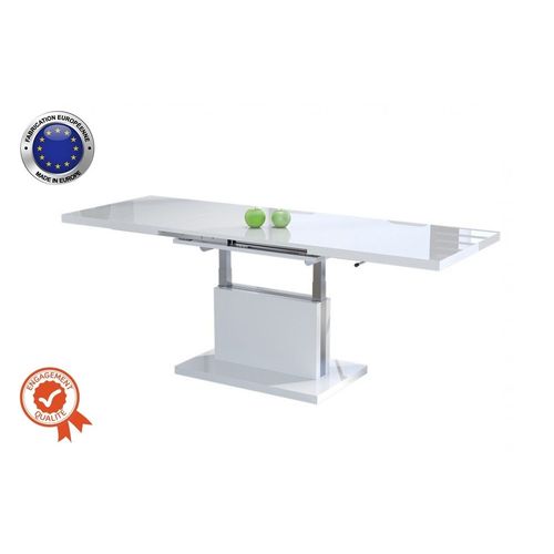 Table Basse Absolut Relevable Et Extensible Blanc Laque