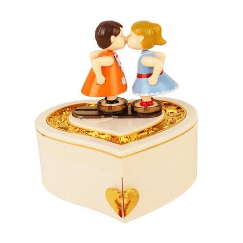 Boîte À Musique Mécanique Romantique, Poupée À Embrasser Créative Pour La Décoration Du Bureau Et De La Maison