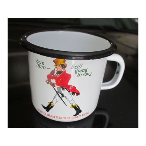 Mug Johnnie Walker Blanc Et Rouge En Email Tasse À Café Emaillée Voiture