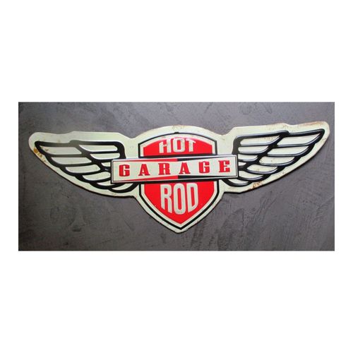 Plaque Hot Rod Garage Aillé 53x19cm Imitation Ancienne Tole Pub Metal