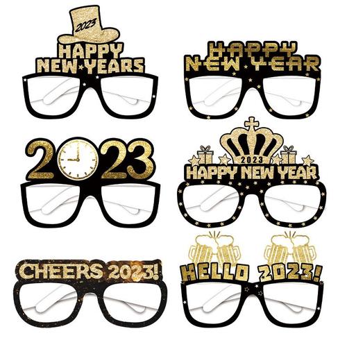 Lunettes en papier Happy New Year 2023, accessoires Photo de fête, décorations de joyeux noël pour la maison, ornements de noël