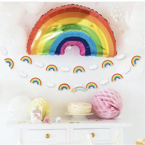 Guirlandes en papier de nuage arc-en-ciel pour enfants, bannière à thème arc-en-ciel, 1ère, 2ème, 3ème, 4, 5ème fête d'anniversaire, fête Nairobi Orn, 2.5m