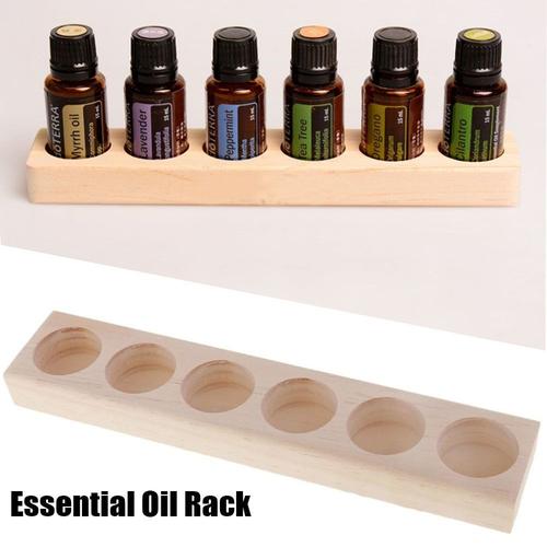 Présentoir en bois pour stockage d'huiles essentielles, porte-bouteille de parfum, 6 trous, lisse, DoTERRA, château essentiel, T1, 1PC