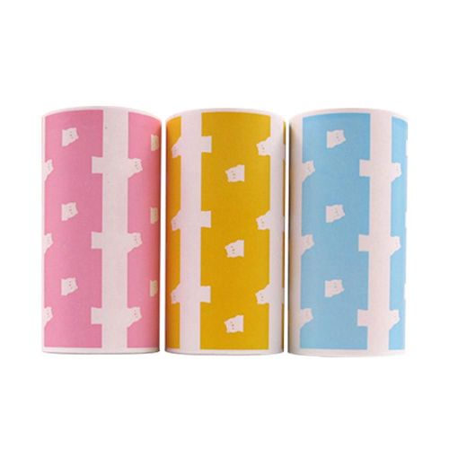 Papier D'impression Thermique Pour Peripage, 3 Rouleaux, Étiquette Autocollante Ours Mignon