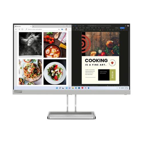 Lenovo L24i-40 - Écran LED - 24" (23.8" visualisable) - 1920 x 1080 Full HD (1080p) @ 100 Hz - IPS - 250 cd/m² - 1300:1 - 4 ms - HDMI, VGA - haut-parleurs - gris nuage