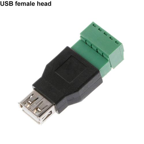 Adaptateur d'extension USB 2.0 Type A 4 broches femelle/mâle à vis 5P/bouclier, adaptateur de prise de Terminal, connecteur Jack