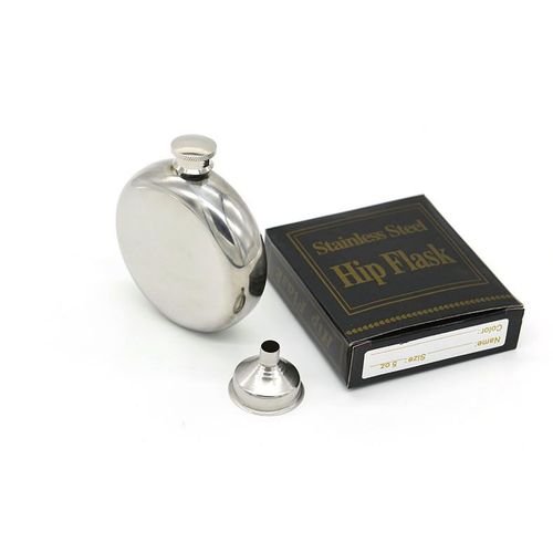 Mini Flagon De Conception Ronde De 5oz En Acier Inoxydable, Flacon De Poche De Whisky Et De Vin Portable Pour L'extérieur Avec Entonnoir-15