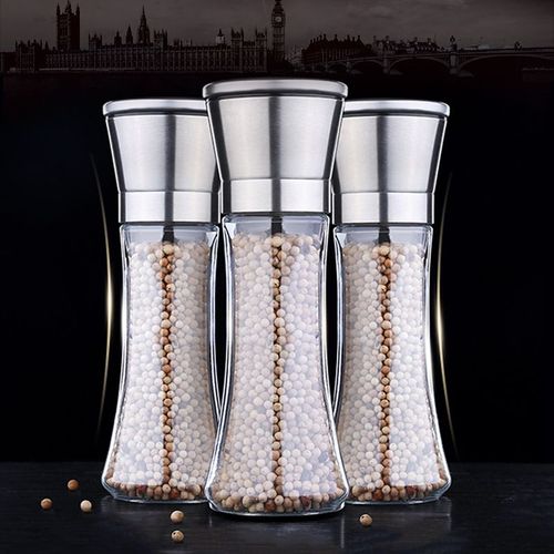 Moulin À Sel Et Poivre En Acier Inoxydable, Corps En Verre, Accessoires De Cuisine, Outil De Cuisine Portable, 1 Pièce