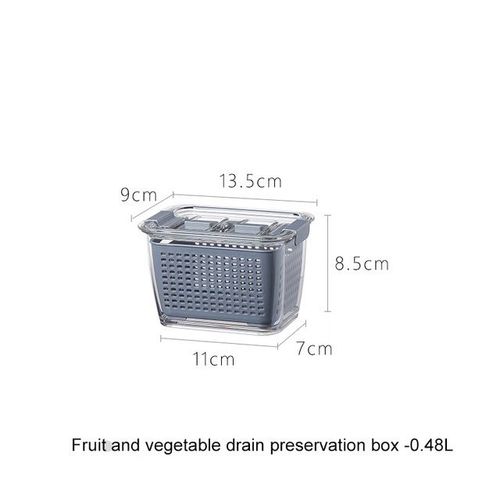 Boîte De Rangement En Plastique Sans Bpa, Cuisine Boîte De Conservation Au Frais Réfrigérateur Fruits Légumes Égouttoir Bac À Légumes Boîte De Rangement Avec Couvercle