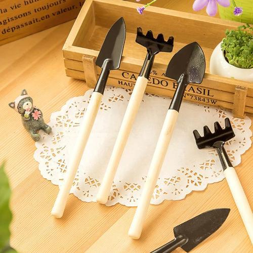 Mini pelle à gazon pratique pour enfants, 3 pièces, outils de jardinage, râteau, entretien des plantes, manche en bois, ensemble d'outils de jardin