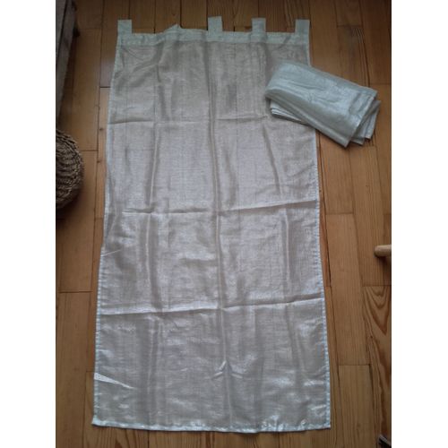 Paire De Voilages Blanc-Argent Pailletés 60 X 120 Cm Tbe