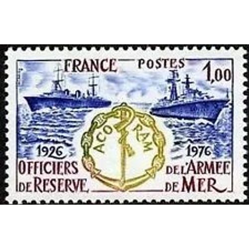 Timbre France 1976 Neuf ** Yt N° 1874 Cinquentenaire De L'association Des Officiers De L'armée De Mer