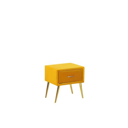 Table De Chevet En Velours Jaune Flayat