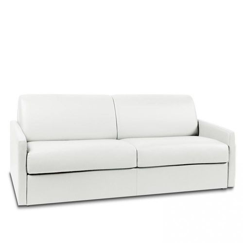Canapé Express Sun Edition Cuir Et Pu Cayenne Blanc Cassé 160 Cm Matelas 16 Cm