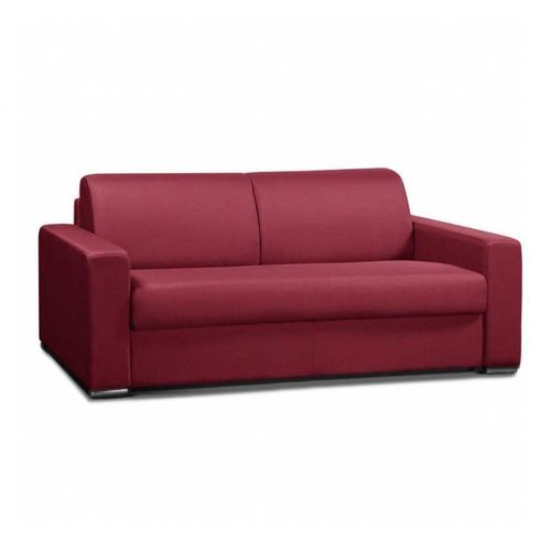 Canapé Convertible Express Allure Matelas Mémory 20 Cm Lattes 140 Cm Mono Assise Tissu Tweed Rouge
