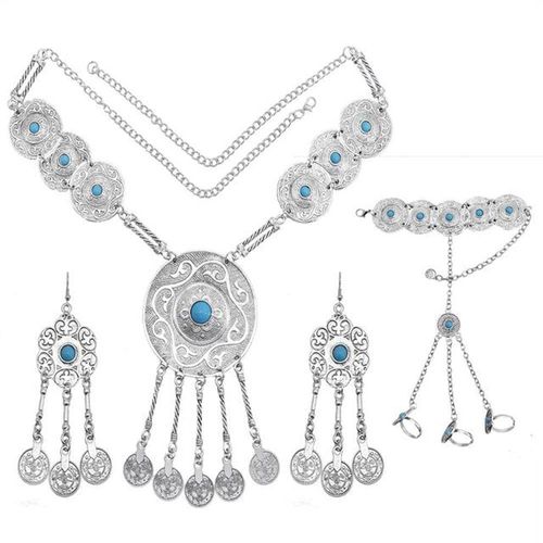 Ensemble De Boucles D'oreilles Et Bracelet En Acrylique Rouge Pour Femmes, Bijou De Style Gitane, Rétro, Turc, Robe, Accessoires