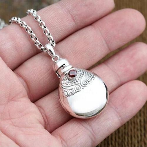 Collier Pendentif Bouteille De Parfum Ouvrable Plaqué Argent Vintage Classique Pour Femme, Breloque Décontractée, Fête, Banquet, Bijoux Cadeaux