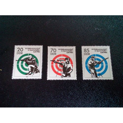 Timbre Allemagne / Rda Yt 2666 A 2668 Séries: Championnats Du Monde De Tir Sportif, Suhl 1986 ( 0071004 )