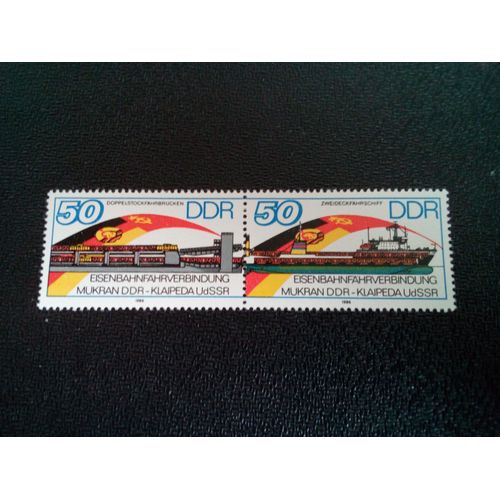 Timbre Allemagne / Rda Yt 2673 - 2674 Séries: Ouverture De La Liaison Ferroviaire Mukran (Ddr) Klaipeda (Urss) 1986 ( 0071004 )