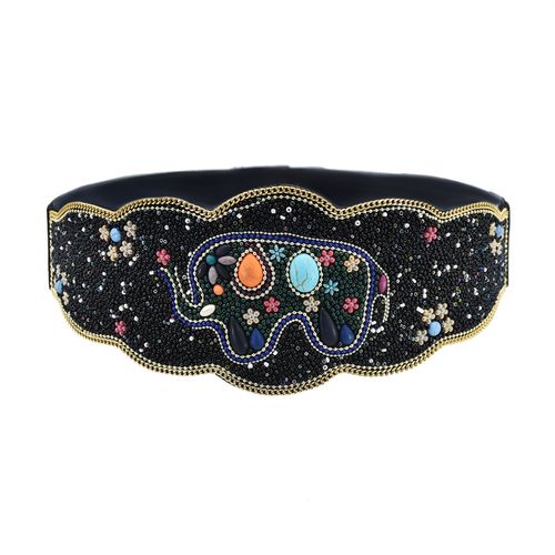 Ceinture Ethnique Bohème Pour Femme, Perle Colorée, Gravier, Cuir Élastique, Ceinture De Robe Marocaine, Ventre Tibétain, Bijoux Joindian