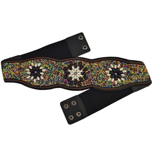 Ceinture Ethnique Bohème Pour Femme, Perle Colorée, Gravier, Cuir Élastique, Ceinture De Robe Marocaine, Ventre Tibétain, Bijoux Joindian