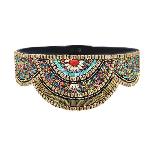 Ceinture Ethnique Bohème Pour Femme, Perle Colorée, Gravier, Cuir Élastique, Ceinture De Robe Marocaine, Ventre Tibétain, Bijoux Joindian