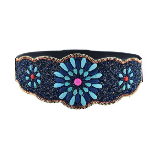 Ceinture Ethnique Bohème Pour Femme, Perle Colorée, Gravier, Cuir Élastique, Ceinture De Robe Marocaine, Ventre Tibétain, Bijoux Joindian
