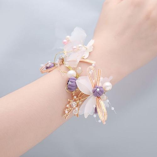 Bracelet Papillon Fait À La Main, Fleur Rouge Bleue Violette, Pour S?urs, Copines, Demoiselle D'honneur, Accessoires Pour Cheveux, Bijoux De Mariée