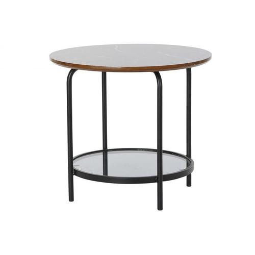 Petite Table Ronde D'effet Marbr? Noir D50xh45cm