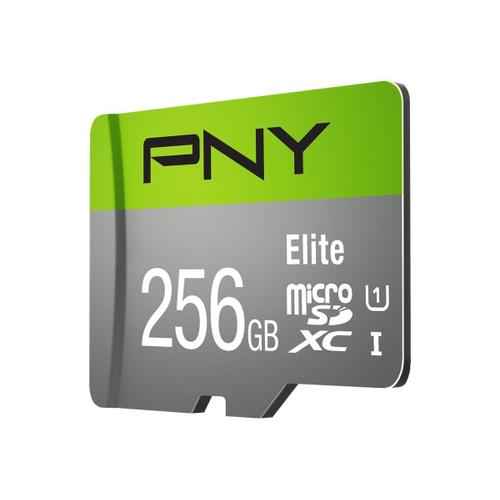 PNY Elite - Carte mémoire flash - 256 Go - A1 / Video Class V10 / UHS Class 1 / Class10 - microSDXC UHS-I