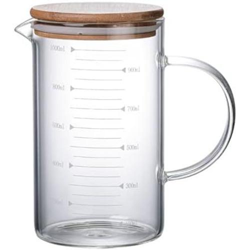 Transparent Transparent Tasse à Mesurer, Tasse à Mesurer en Verre, Bécher en Verre Résistant à la Chaleur, Bécher en Verre, échelle de Litre,