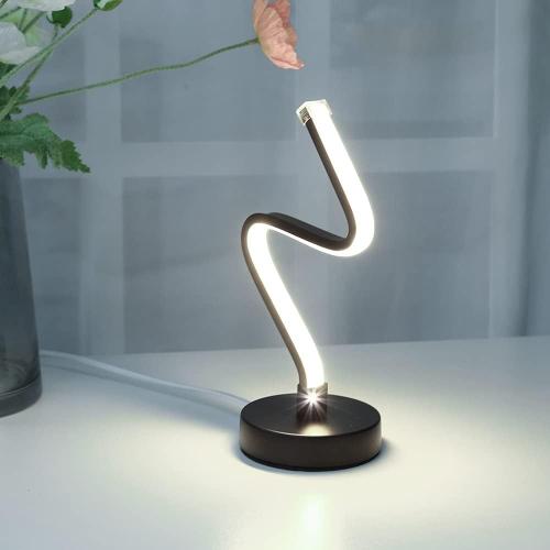 Blanc Froid Domybest Lampe De Table Spirale Led Design Moderne Lampe De Bureau Led Spirale Acrylique Incurée Lampe De Chevet Moderne Avec Cable De 1.5m Pour Étude, Salon, Chambre