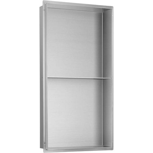 Acier Brossé - Niche Murale Douche Acier inox étagère Rangement Douche Salle de Bain encastrable NT306010X sans rebords - Toutes Couleurs - Acier - 30x60x10cm, Anti-Rouille, étanche, Installation