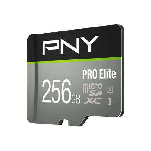 PNY PRO Elite - Carte mémoire flash (adaptateur microSDXC vers SD inclus(e)) - 256 Go - A1 / Video Class V30 / UHS-I U3 / Class10 - microSDXC UHS-I