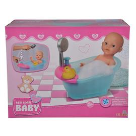 Berenguer - Poupée bébé en vinyle dans la baignoire avec douche et robinet  fonctionnels. Corps en caoutchouc. Avec grande baign