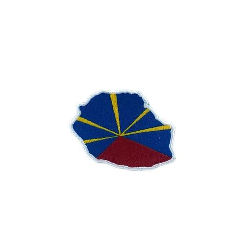 Patch Ecusson Brode Thermocollant Badge Drapeau Ile De La Reunion Carte Broderie