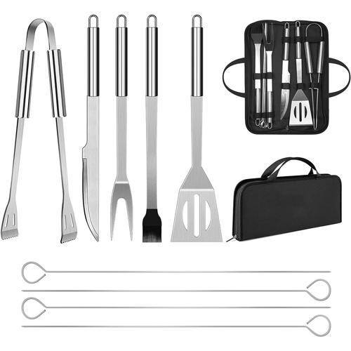 Ensemble d'ustensiles de Barbecue Professionnels en Acier Inoxydable avec Sac Facile à Transporter (9 PCS)