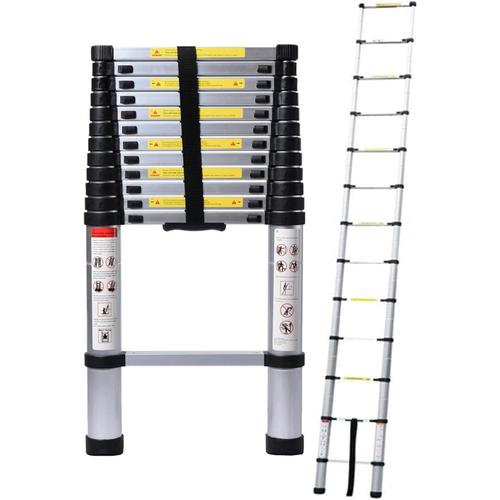 5m Telescopic Ladder 5M 16.4ft échelle Télescopique en Aluminium Echelle Pliante Multifonction Telescoping Ladder Folding Ladder Charge Maximale: 150kg, en 131 Certificat