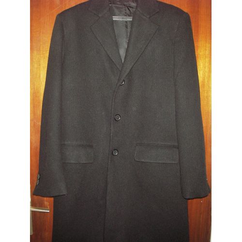 Pardessus Revers Homme En Laine Mélangée, Entièrement Doublé, Marque Impronta ( Made In Italy ), Taille 48, 70% Laine, Coloris Noir, Fermeture 3 Boutons, 2 Poches À Rabat À L'avant.