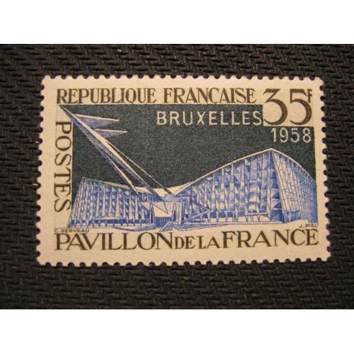 Timbre "(Exposition De) Bruxelles - Pavillon De La France" - 1958 - Y&t N° 1156