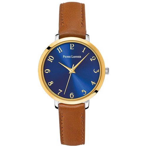 Montre Femme Chouquette Cadran Bleu Bracelet Cuir Brun